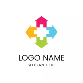 团结 Logo Colorful House and Community logo design