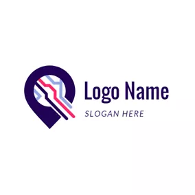 Pin Logo Colorful Line and Pin Point logo design