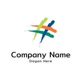 艺术家Logo Colorful Paint and Hashtag logo design