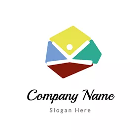 多邊形 Logo Colorful Polygon and Jumper logo design