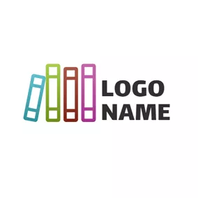Logotipo De Biblioteca Colorful Standing Book logo design