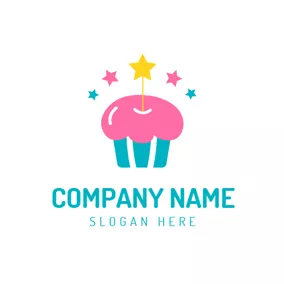蛋糕Logo Colorful Star and Birthday Cake logo design