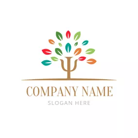 Font Logo Colorful Tree Leaf and Psi logo design