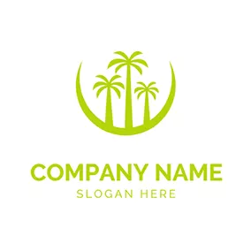 树Logo Crescent Coconut Tree Jungle logo design