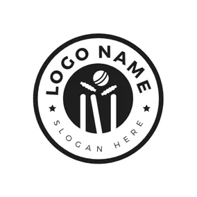 板球队 Logo Cricket Bat and Cricket logo design