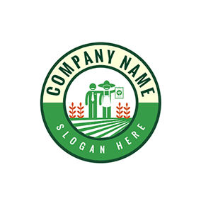 Bauernhof Logo Cropland Plant Happy Farmer logo design