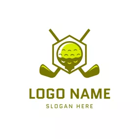 Golf Club Logo Cross Golf Clubs and Ball logo design