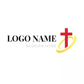 Logo De La Religion Cross Twirl and Halo logo design