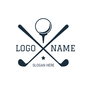 Crossed Golf Clubs and Ball logo design