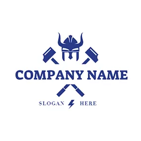 Carpentry Logo Crossed Weapon and Helmet logo design