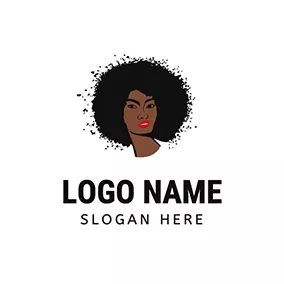 爆炸頭logo Curly Afro Hair Portrait logo design