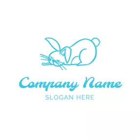 Logotipo De Conejo Cute and Sleeping Rabbit logo design