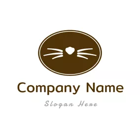 Animal Logo Cute Brown Elliptical Cat logo design