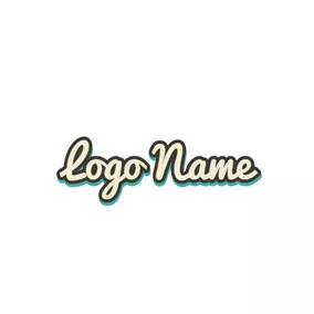かっこいい文字のロゴ Cute Khaki Handwritten Font Style logo design
