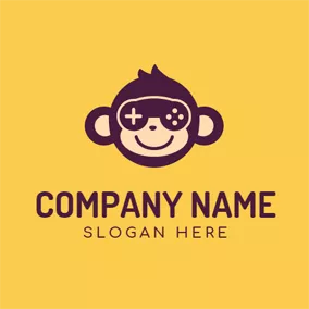 ゲームロゴ Cute Monkey and Interesting Gaming logo design