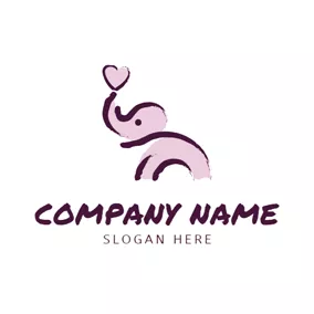 Logotipo De Carácter Cute Pink Elephant logo design