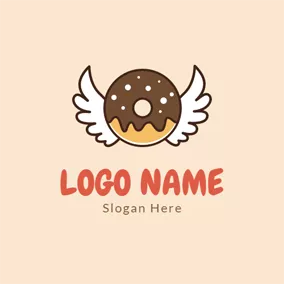 Donuts Logo Cute Wing and Chocolate Doughnut logo design