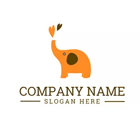 Logotipo De Animación Cute Yellow Elephant Icon logo design