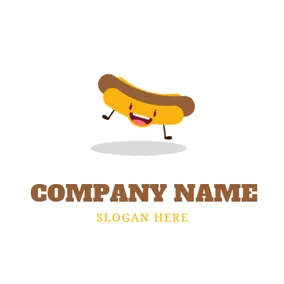 Logotipo De Carácter Cute Yellow Hot Dog logo design