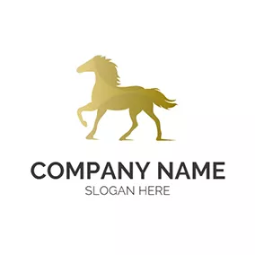 Equine Logo Cyan and Yellow Horse Icon logo design