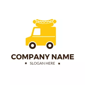 Food Truck Logo Delicious Hot Dog and Food Truck logo design