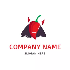墨西哥餐厅 Logo Devil Shape and Red Spice logo design