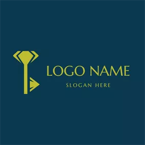 Locksmith Logo Diamond and Key Icon logo design