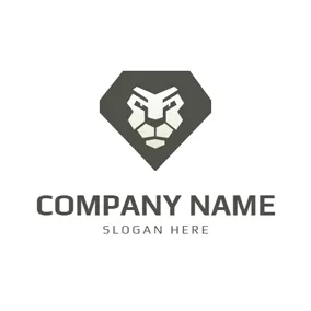 形狀logo Diamond Shape and Lion Head logo design
