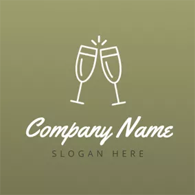 Bar Logo Double Cups and Wine Party logo design