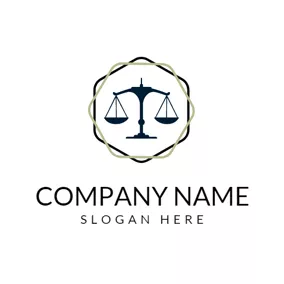 Rechtsanwalt & Gesetz Logo Double Hexagon and Black Balance logo design