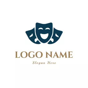 小丑logo Drama Comedy Acting Masks logo design