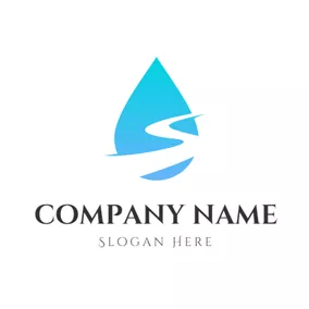 Logotipo De Aqua Drop Shape and Sinuous Stream logo design