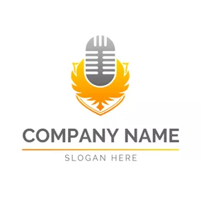 Audio Logo Eagle Wing and Gray Microphone logo design
