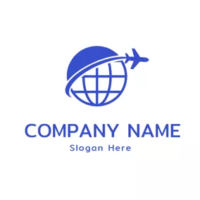 Flight Logo Earth and Airplane Icon logo design