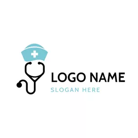 診所 Logo Echometer Outline and Nurse Cap logo design