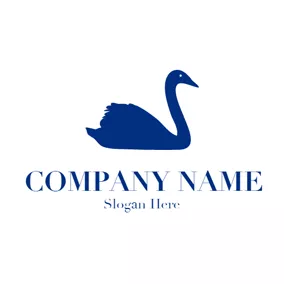 天鵝Logo Elegant and Simple Blue Swan logo design