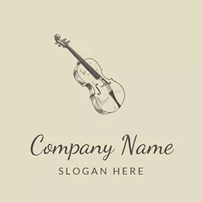 小提琴 Logo Elegant Sketch Violin logo design