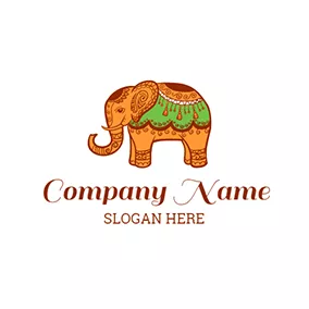 Emblem Logo Elephant and Thai Style Pattern logo design