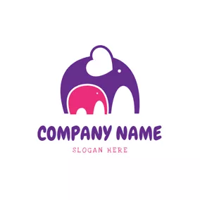 Love Logo Elephant Mom and Baby logo design