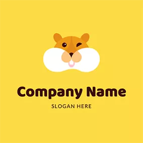 眨眼 Logo Fat Cute Hamster Face logo design