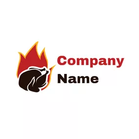烤肉串 Logo Fire and Turkey Food logo design