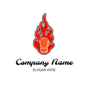 Logotipo De Boxeador Fire Glove Boxer logo design