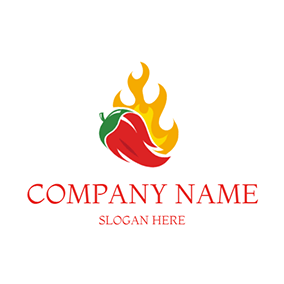 Outline Logo Flame Spicy Design Chili logo design