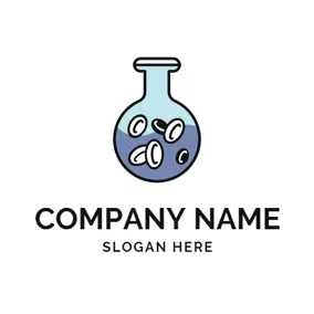 实验室 Logo Flask and Chemical Medicine logo design