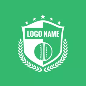 板球Logo Flat Badge and Cricket logo design