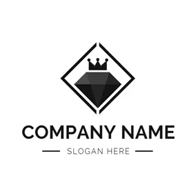 高雅logo Flat Black Crown and Diamond logo design