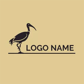 平面logo Flat Black Pelican Icon logo design