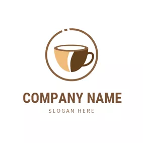咖啡Logo Flat Circle and Coffee logo design