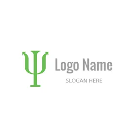 Font Logo Flat Green Arrow and Psi logo design