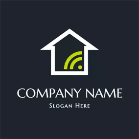 Home Logo Flat House and Wifi logo design